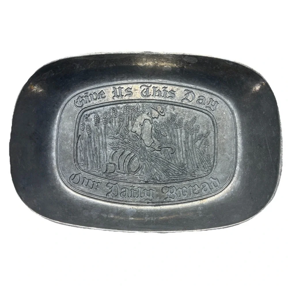 Pewter Bread Tray Give Us This Day Our Daily Bread 8x6